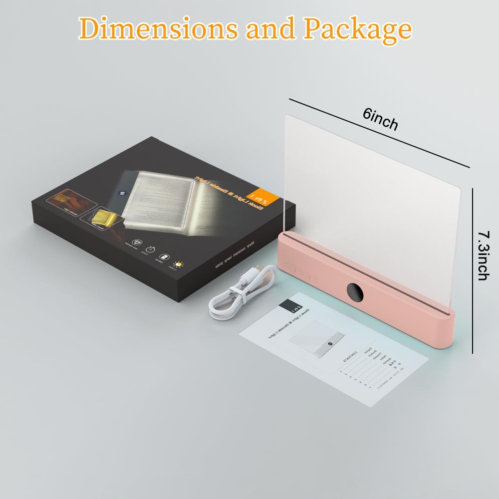 📖 Rechargeable LED Book Light – Full Page, Dimmable, 3 Colors & Timer | Perfect Gift for Readers 🌙