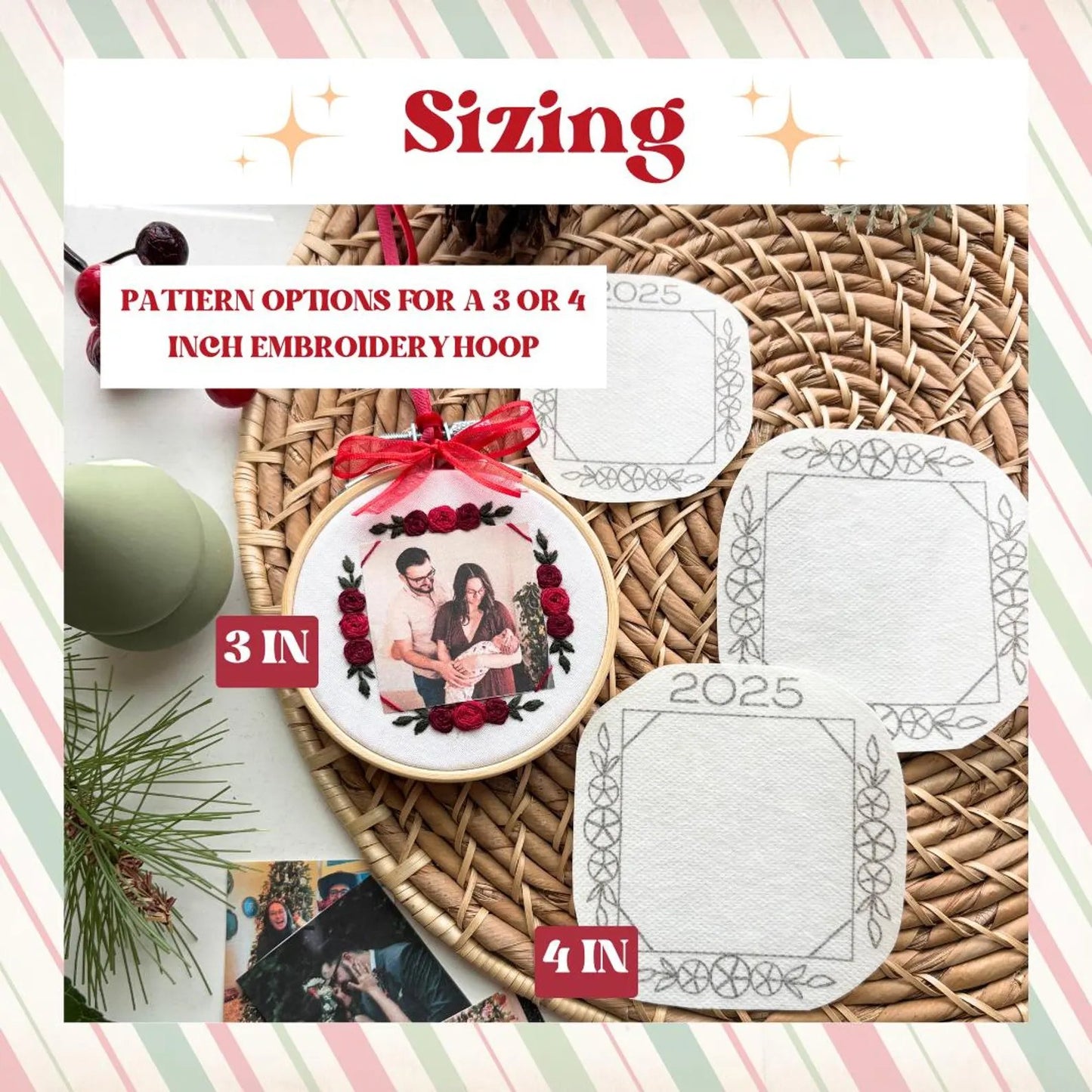 🎀🎄DIY Photo Embroidery Ornament Kit 🪡 Handmade Christmas Gift & Decor