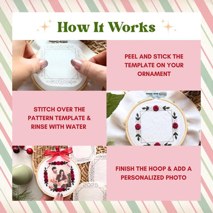🎀🎄DIY Photo Embroidery Ornament Kit 🪡 Handmade Christmas Gift & Decor