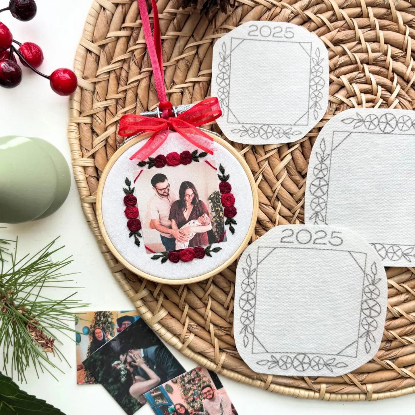 🎀🎄DIY Photo Embroidery Ornament Kit 🪡 Handmade Christmas Gift & Decor