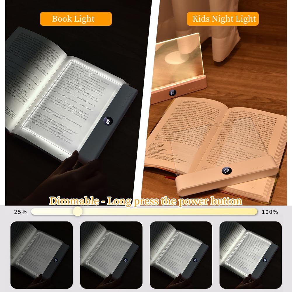 📖 Rechargeable LED Book Light – Full Page, Dimmable, 3 Colors & Timer | Perfect Gift for Readers 🌙