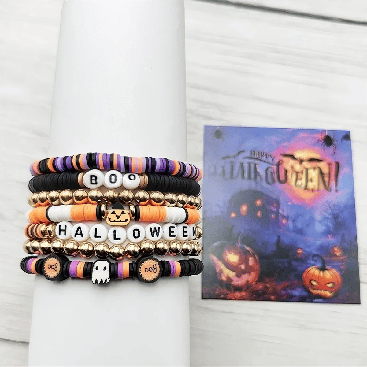 🎃👻7-Piece New Ambiance Halloween Bracelet Set💖